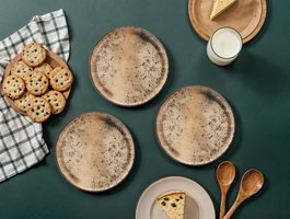 Hermia Sesame Juego de 6 Platos de Postre en Porcelana Beige y Marrón